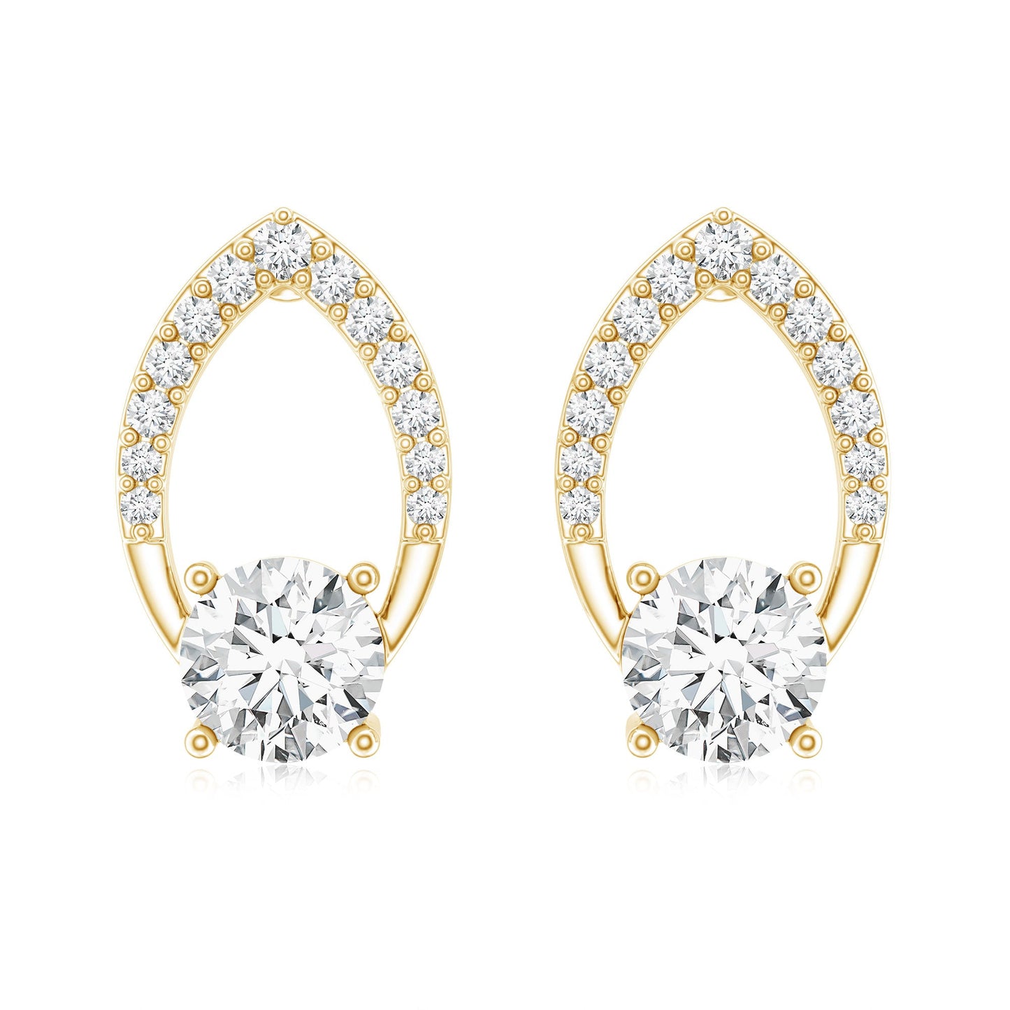 Certified 5 MM Lab Grown Diamond Leaf Stud Earrings