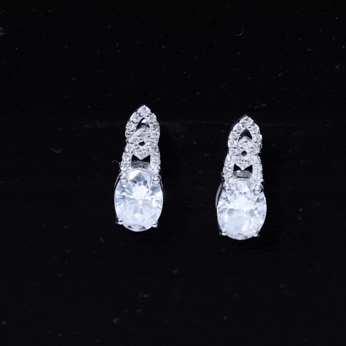 6X8 MM Oval Lab Grown Diamond Designer Stud Earrings