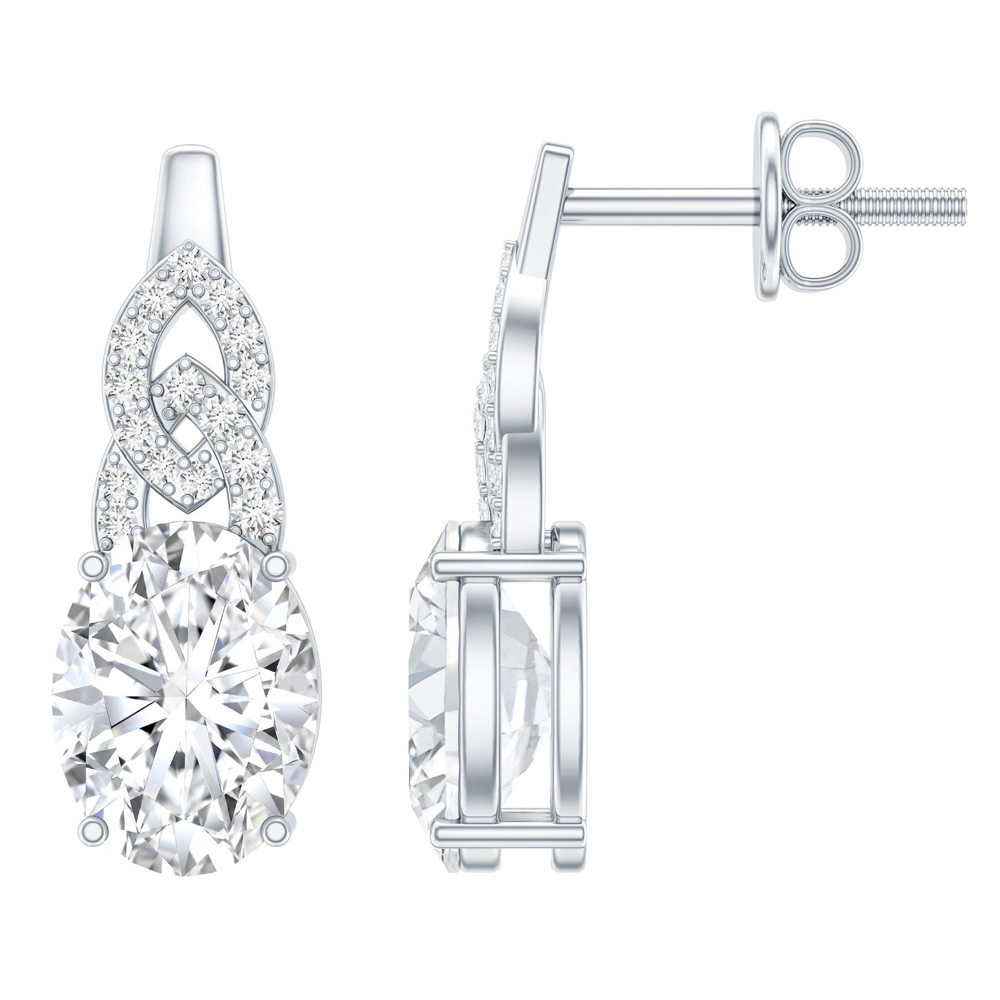 6X8 MM Oval Lab Grown Diamond Designer Stud Earrings