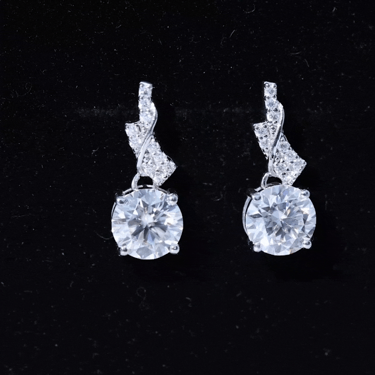 Certified Lab 8 mm Round Diamond Designer Drop Earrings