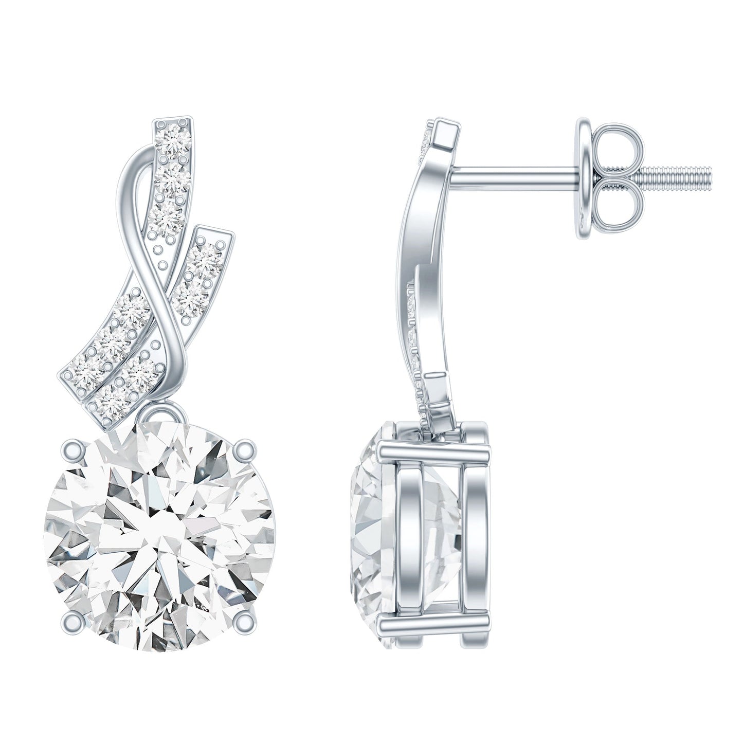 Certified Lab 8 mm Round Diamond Designer Drop Earrings