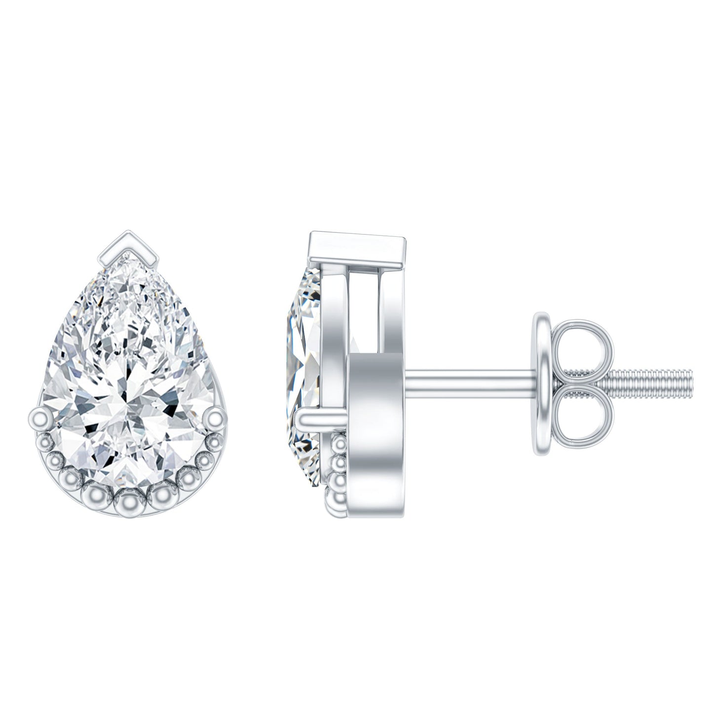 Certified Lab 5X7 MM Pear Diamond Designer Stud Earrings