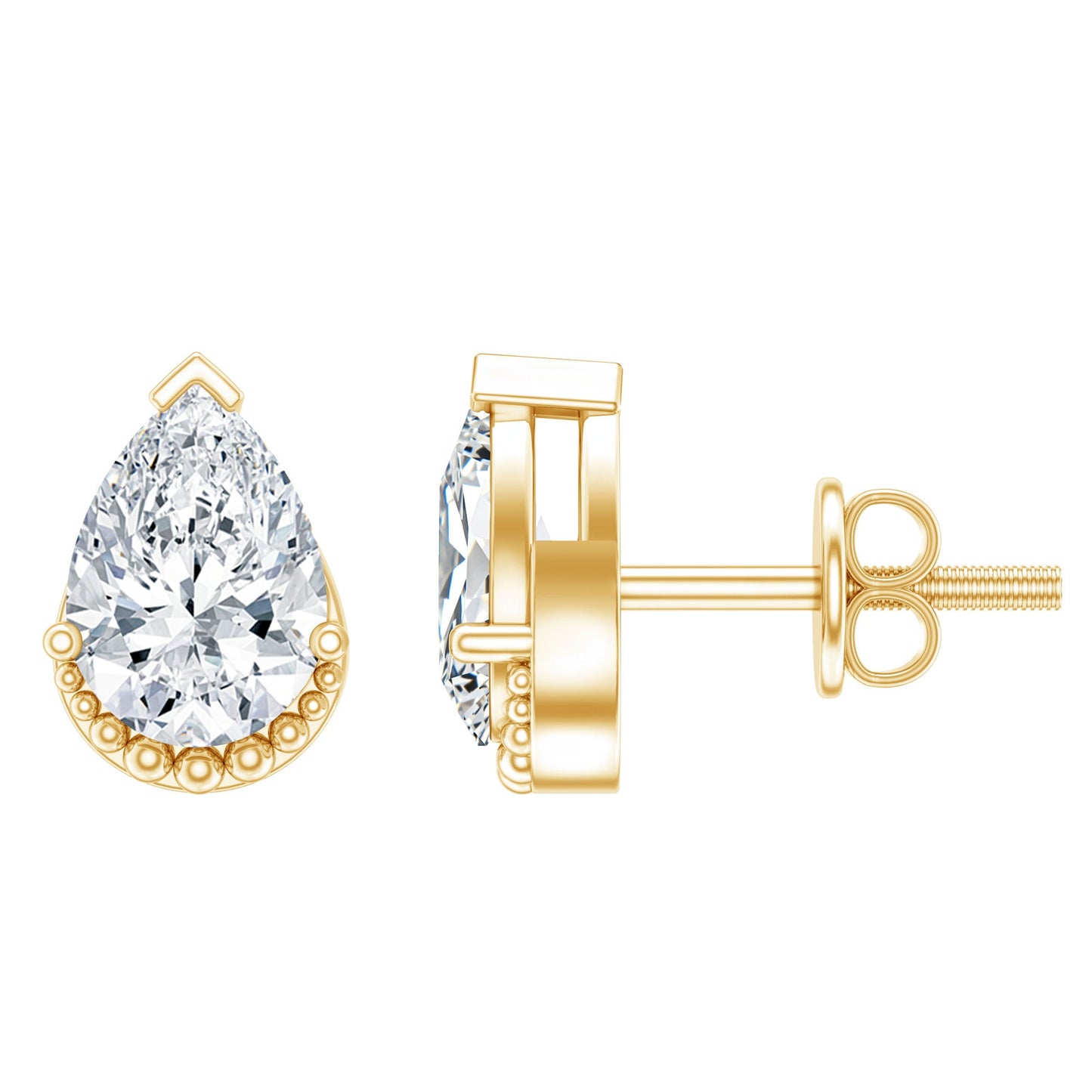 Certified Lab 5X7 MM Pear Diamond Designer Stud Earrings