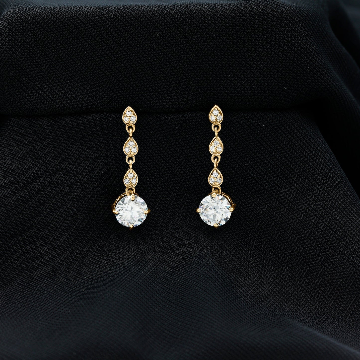 Certified Lab 7 MM Round Diamond Dangle Chain Earrings