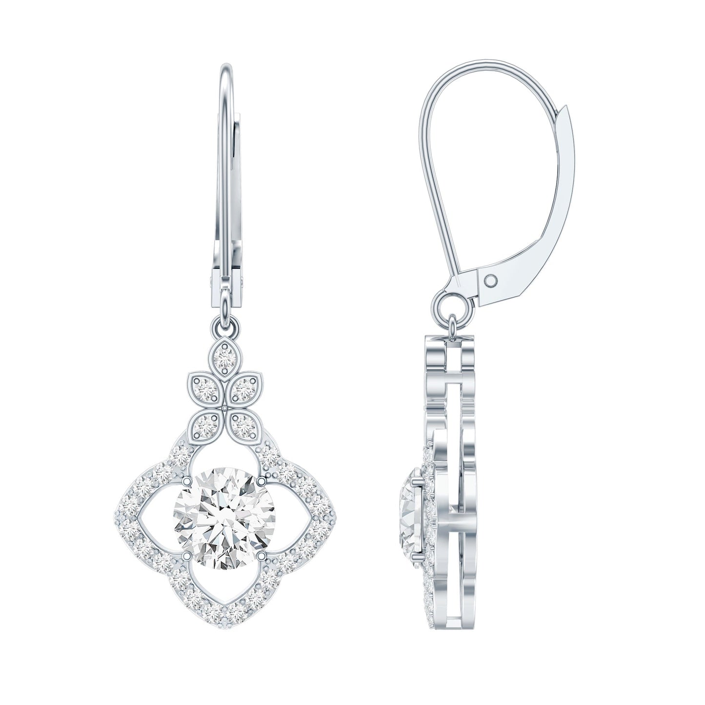 Certified Lab 6MM Round Diamond Flower Drop Earrings