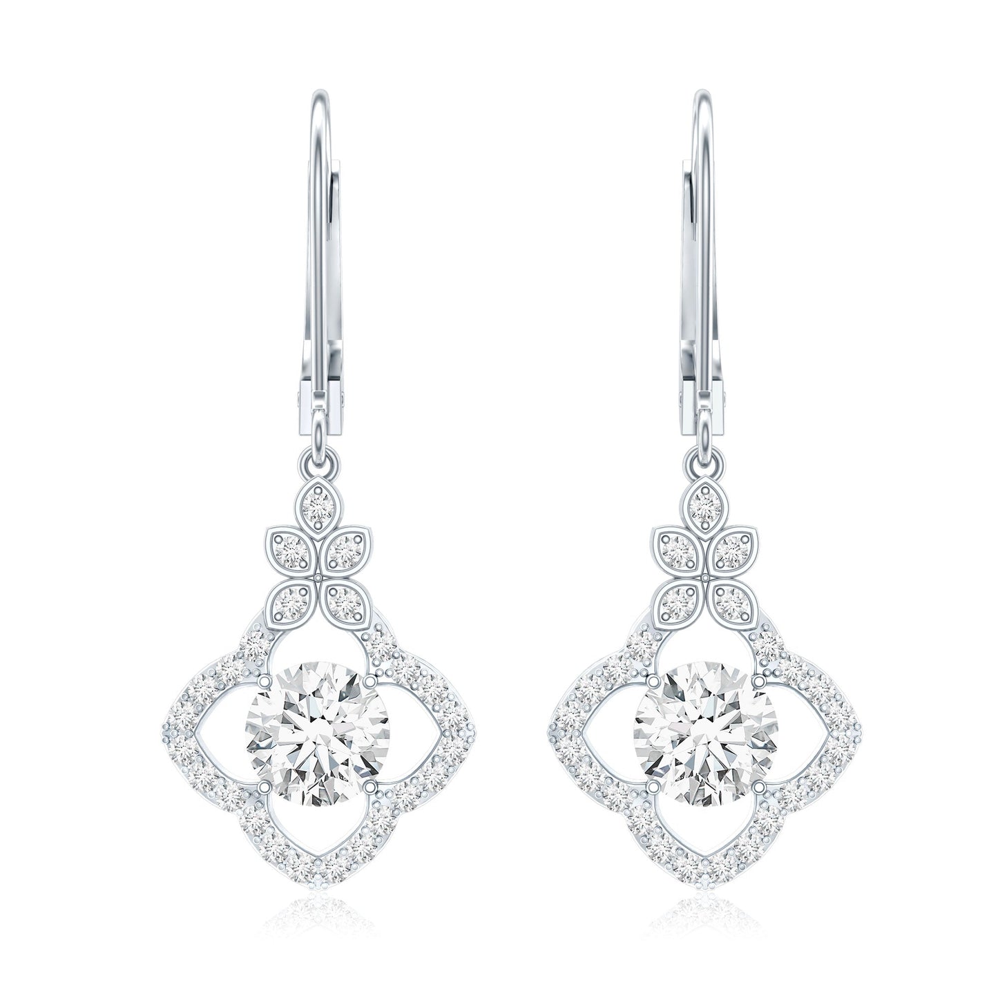 Certified Lab 6MM Round Diamond Flower Drop Earrings