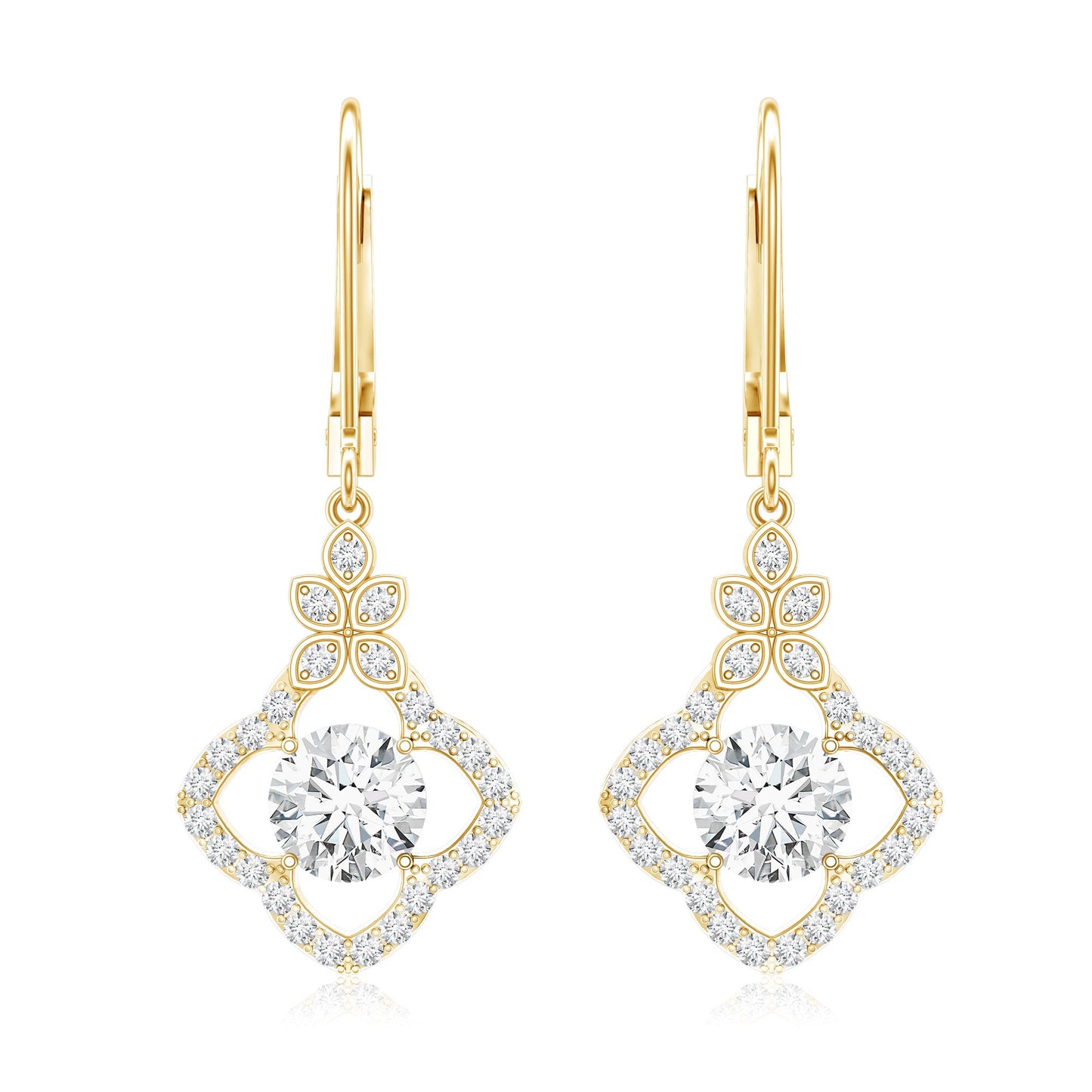 Certified Lab 6MM Round Diamond Flower Drop Earrings