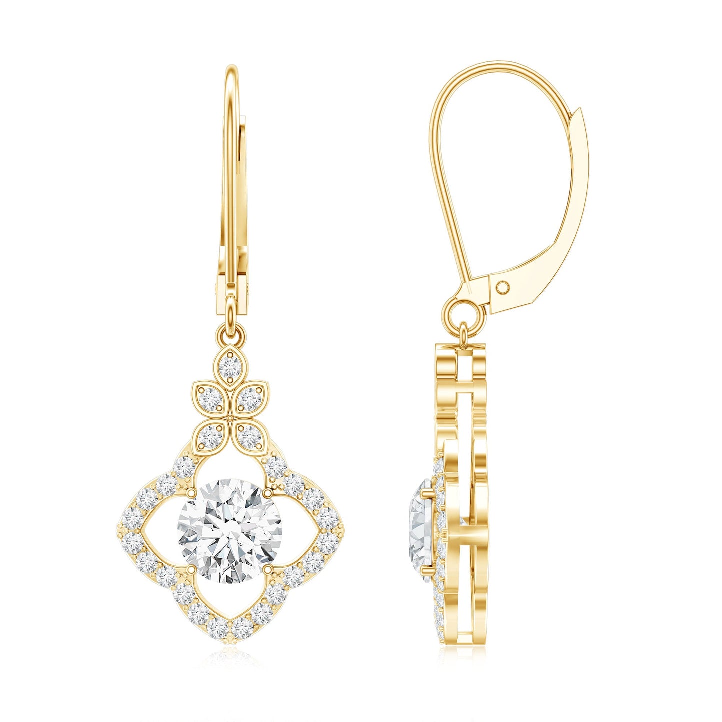 Certified Lab 6MM Round Diamond Flower Drop Earrings