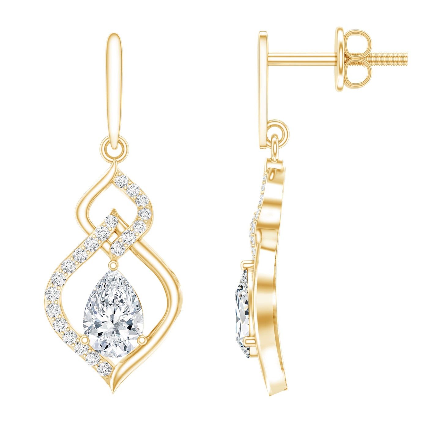 Certified Lab 4X6 MM Pear Shaped Diamond Drop Bridal Earrings