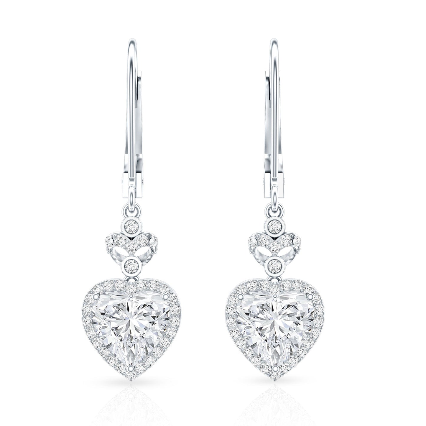 Certified 7MM Lab Grown Diamond Heart Drop Earrings