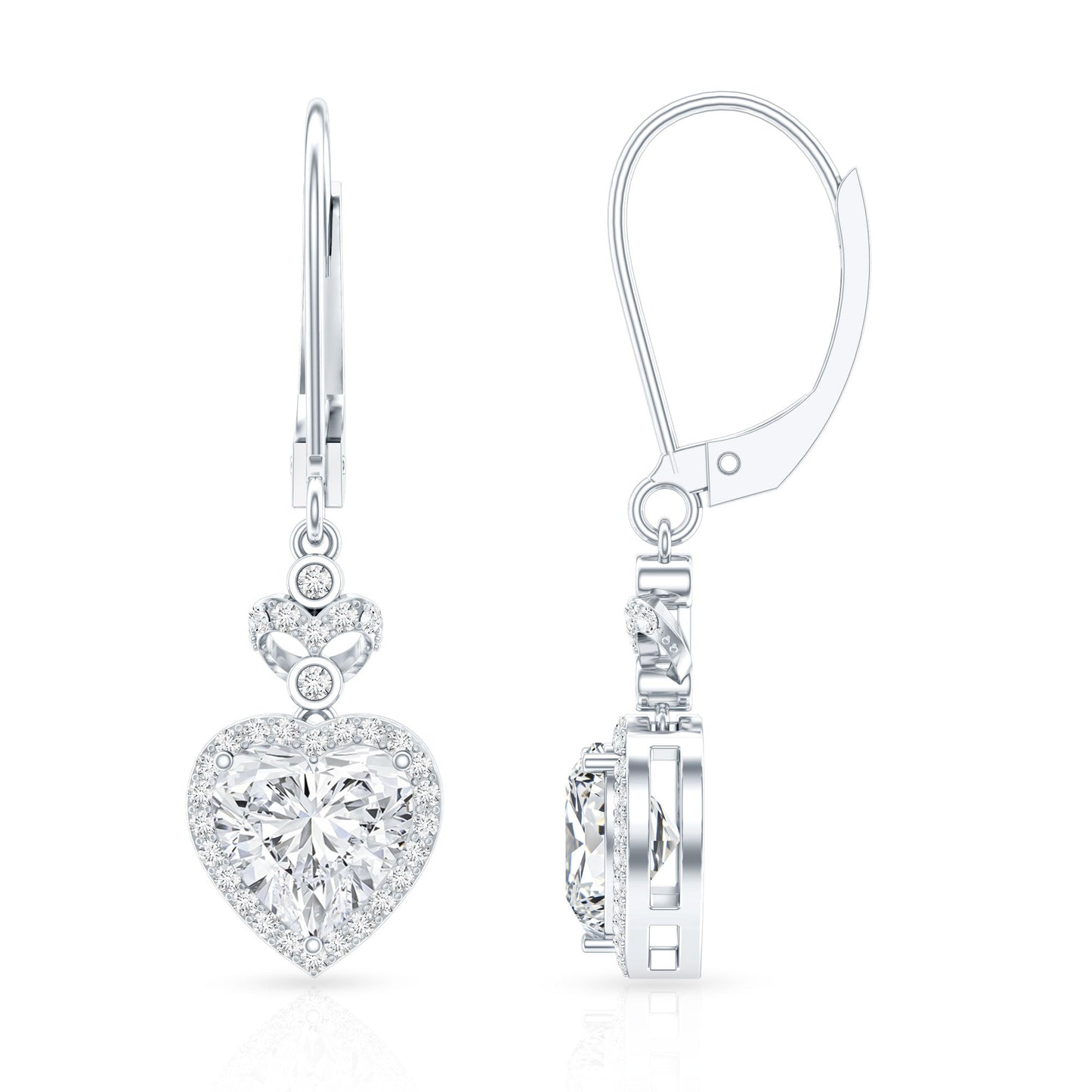 Certified 7MM Lab Grown Diamond Heart Drop Earrings