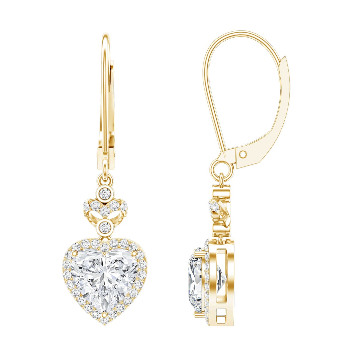 Certified 7MM Lab Grown Diamond Heart Drop Earrings