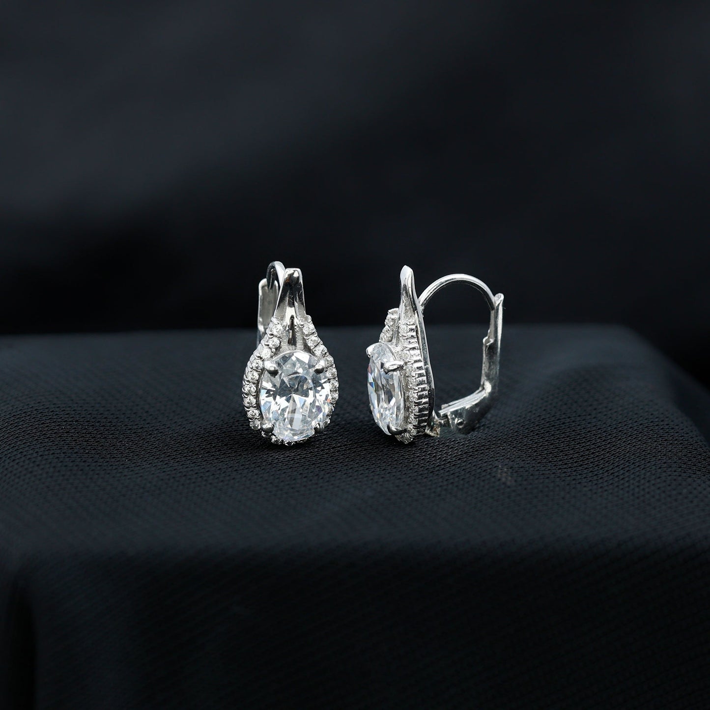 Certified 2 Carat Lab Grown Diamond Halo Designer Earrings
