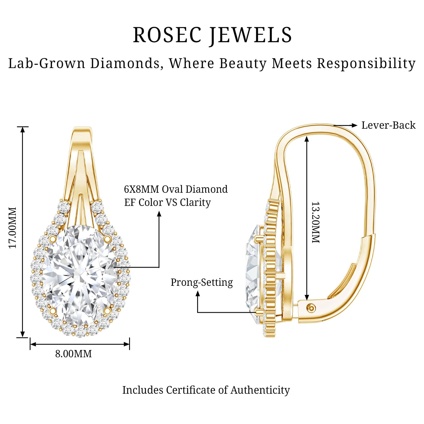 Certified 2 Carat Lab Grown Diamond Halo Designer Earrings