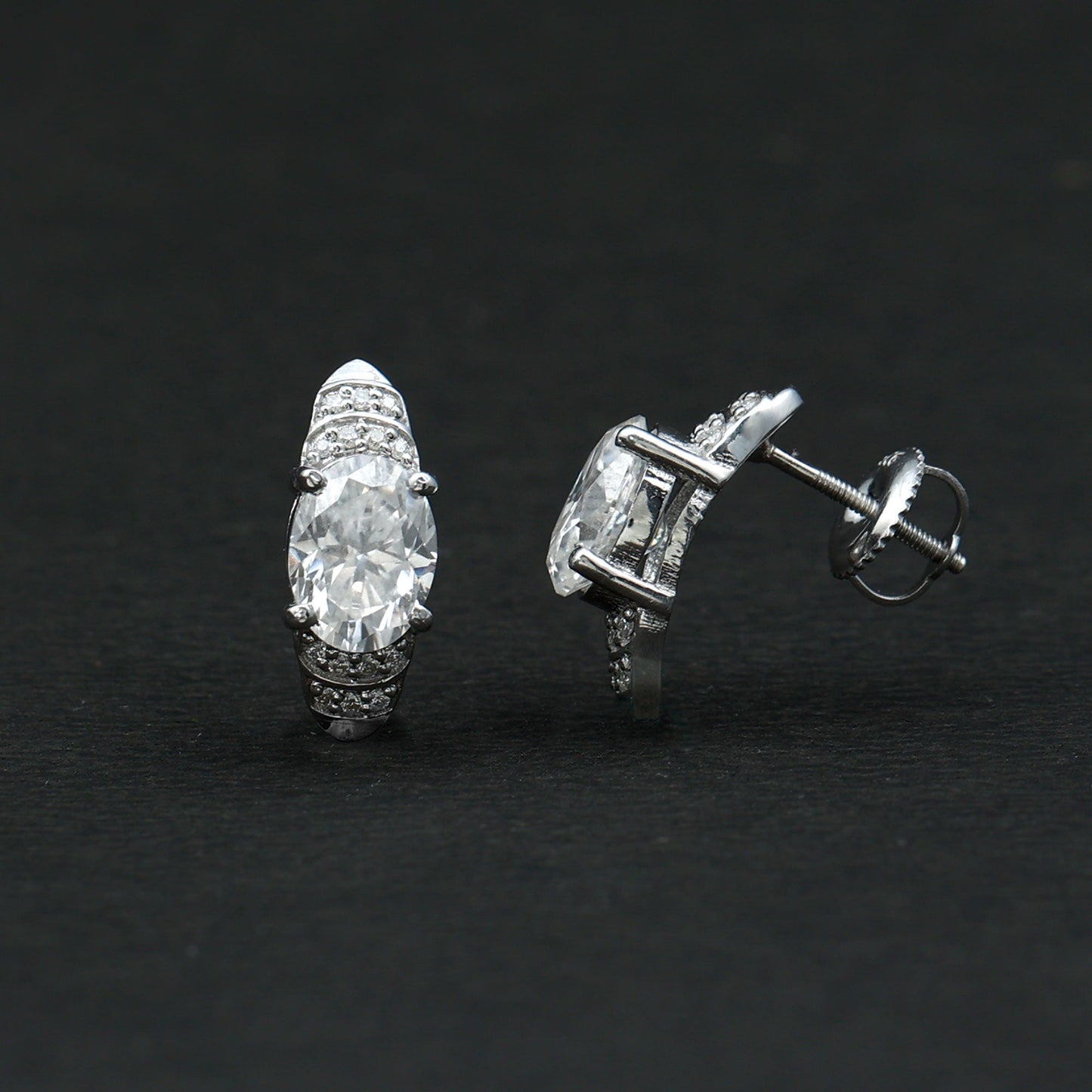 2 Carat Oval Lab Grown Diamond Vintage Style Stud Earrings
