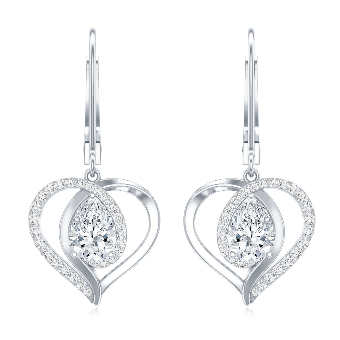 Certified 5X7MM Pear Lab Grown Diamond Heart Drop Earrings