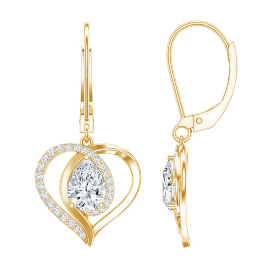 Certified 5X7MM Pear Lab Grown Diamond Heart Drop Earrings