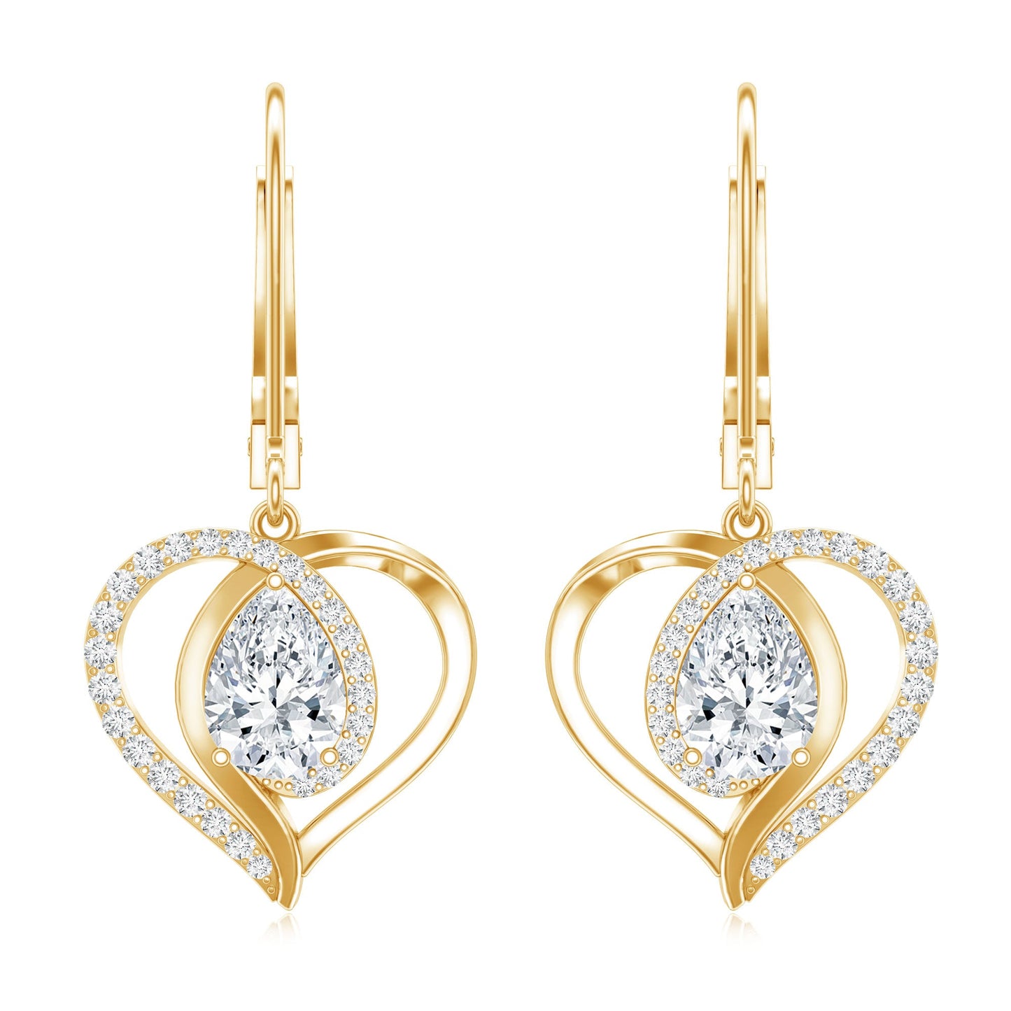 Certified 5X7MM Pear Lab Grown Diamond Heart Drop Earrings