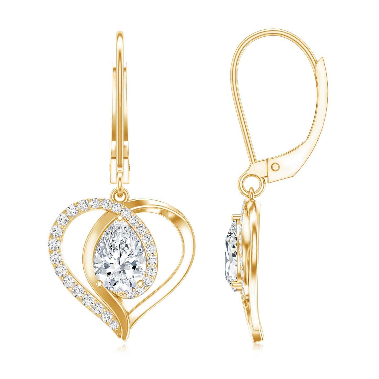 Certified 5X7MM Pear Lab Grown Diamond Heart Drop Earrings