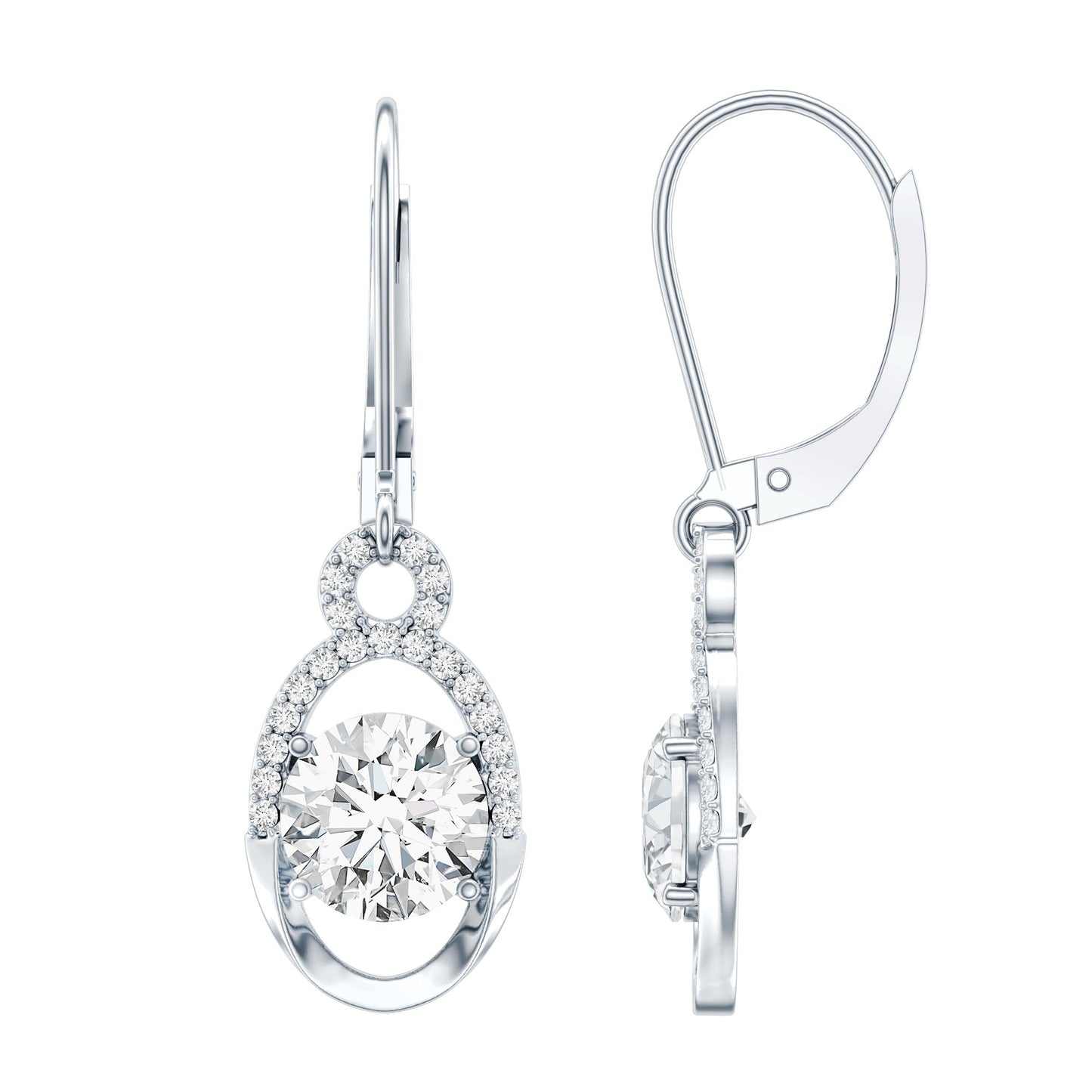 Certified 7 MM Round Lab Grown Diamond Drop Hoop Earrings