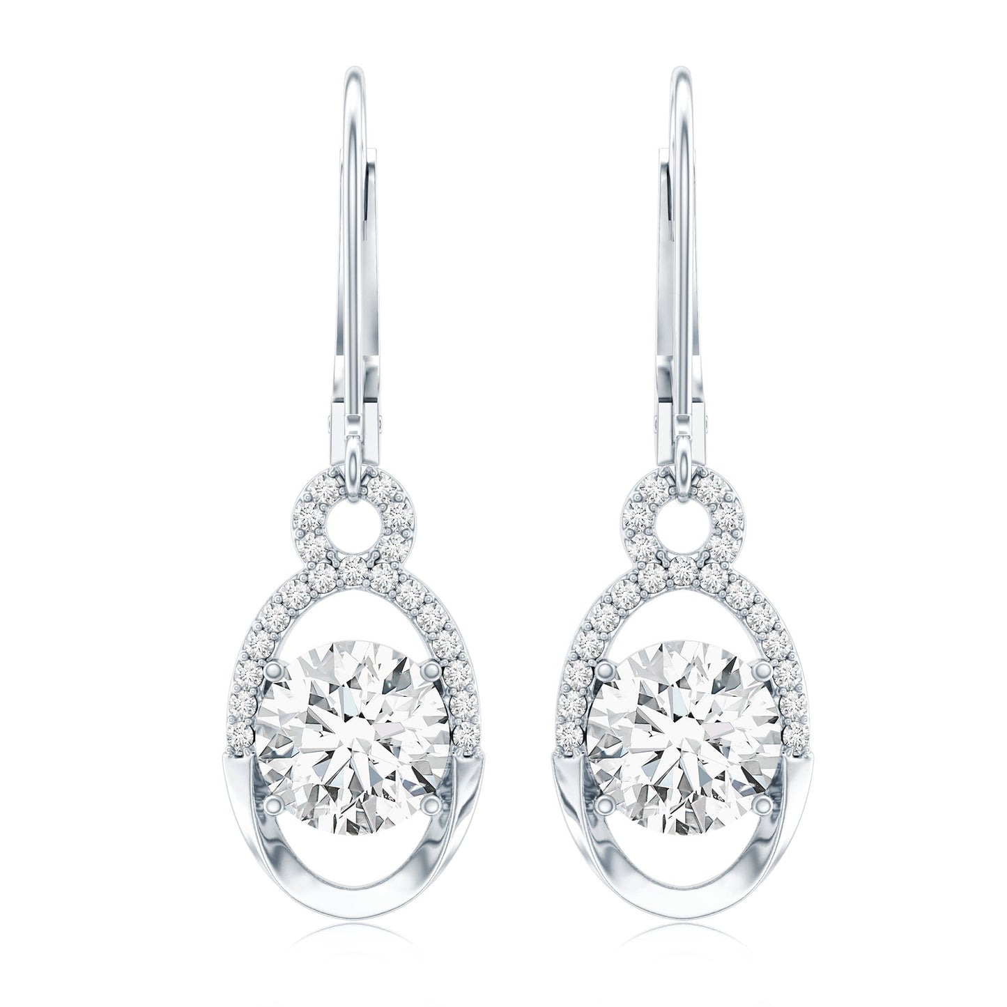 Certified 7 MM Round Lab Grown Diamond Drop Hoop Earrings