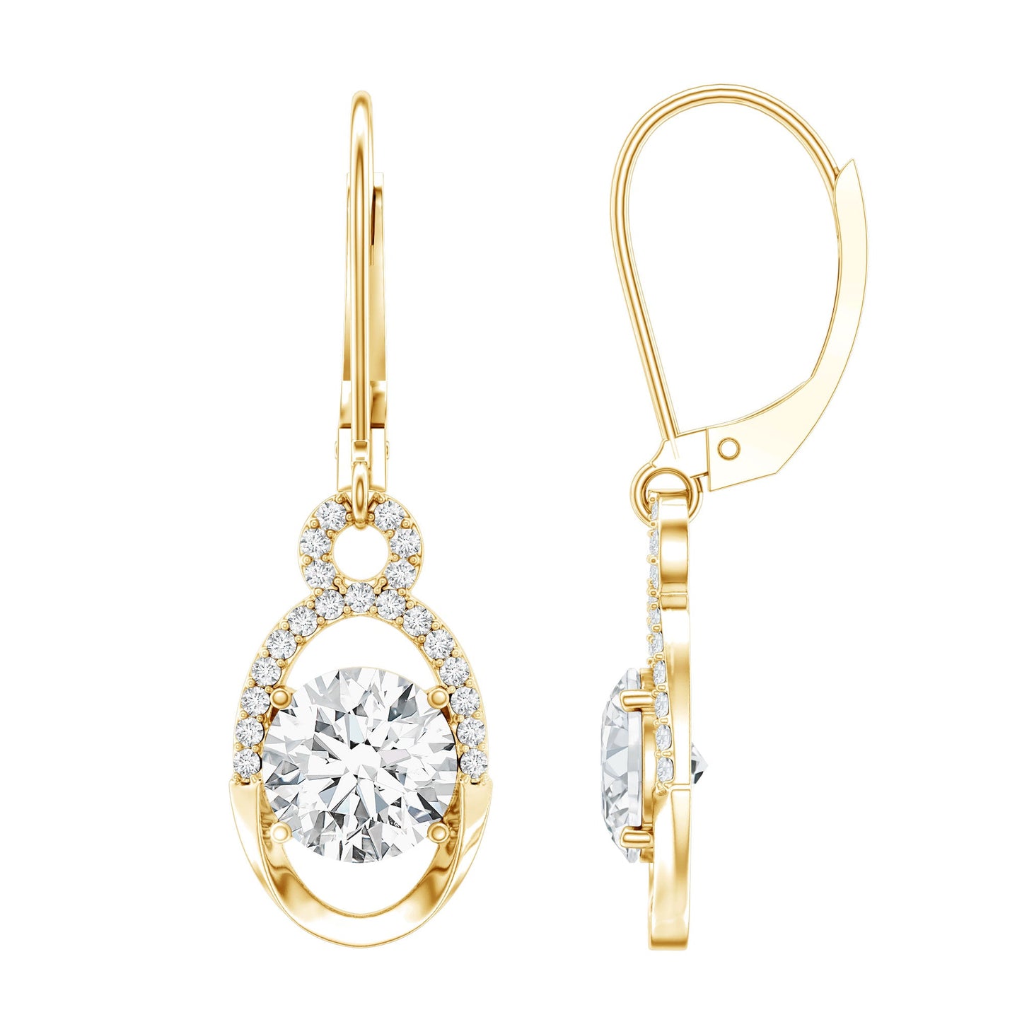 Certified 7 MM Round Lab Grown Diamond Drop Hoop Earrings