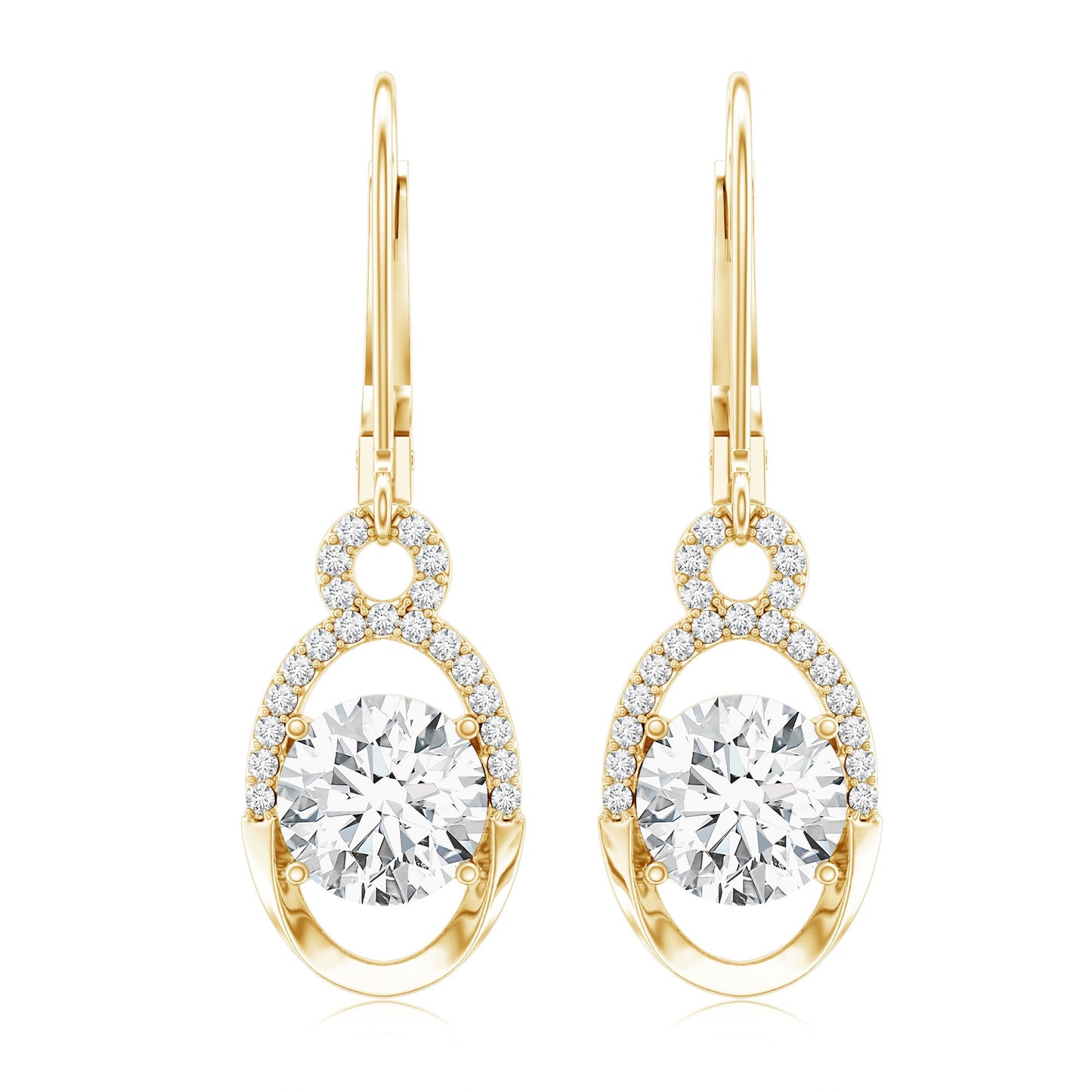 Certified 7 MM Round Lab Grown Diamond Drop Hoop Earrings