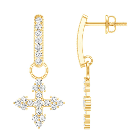 Certified Lab Grown Diamond Cross Drop Earrings For Her