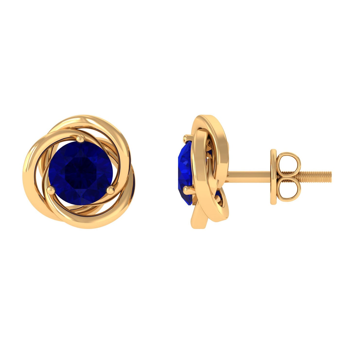 2 CT Natural Blue Sapphire Swirl Stud Earrings