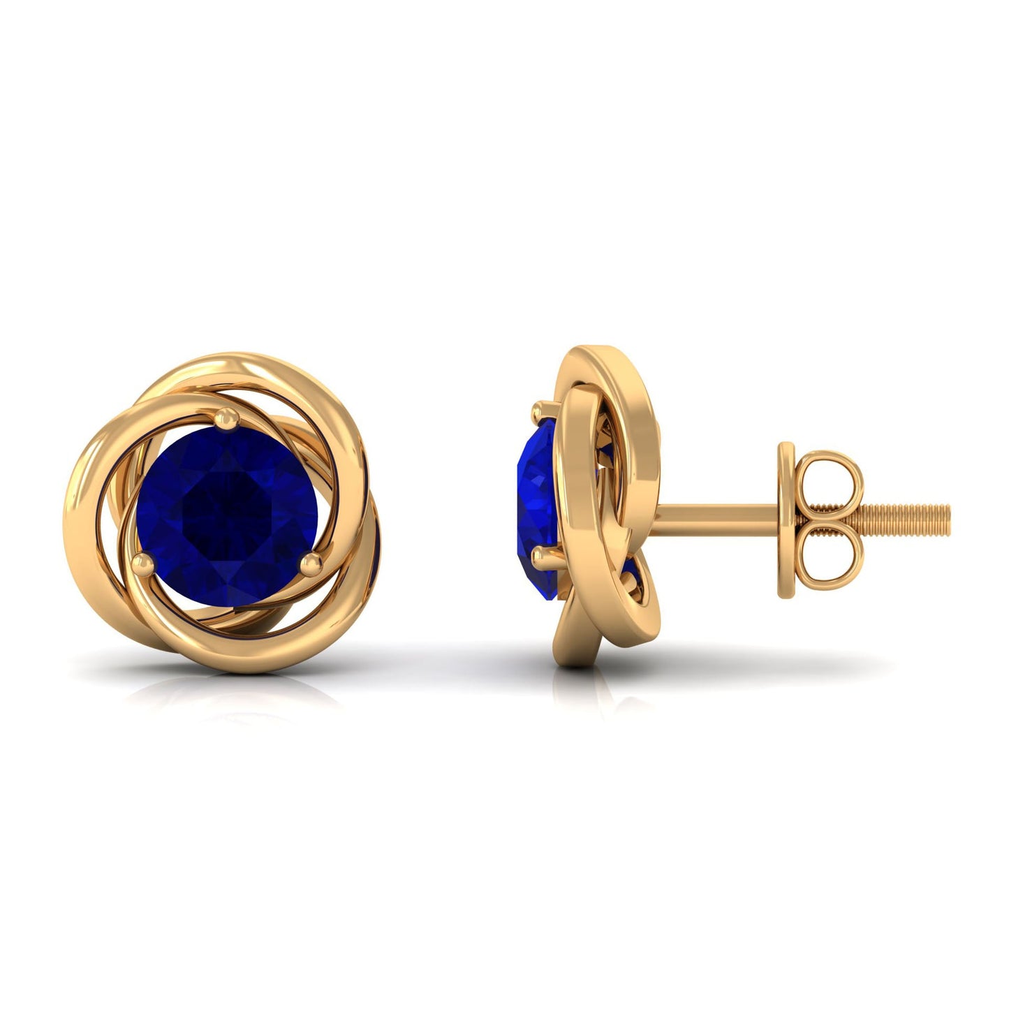 2 CT Natural Blue Sapphire Swirl Stud Earrings