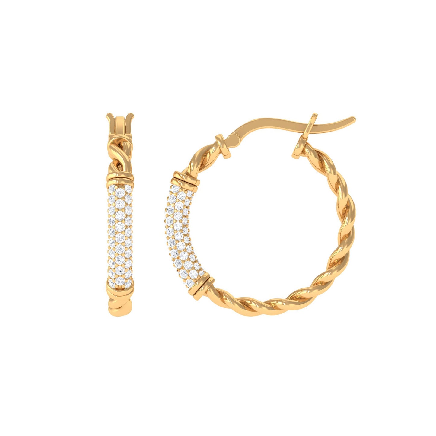 1.25 CT Twisted Rope Hoop Earrings with Diamond