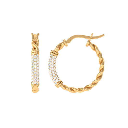 1.25 CT Twisted Rope Hoop Earrings with Diamond