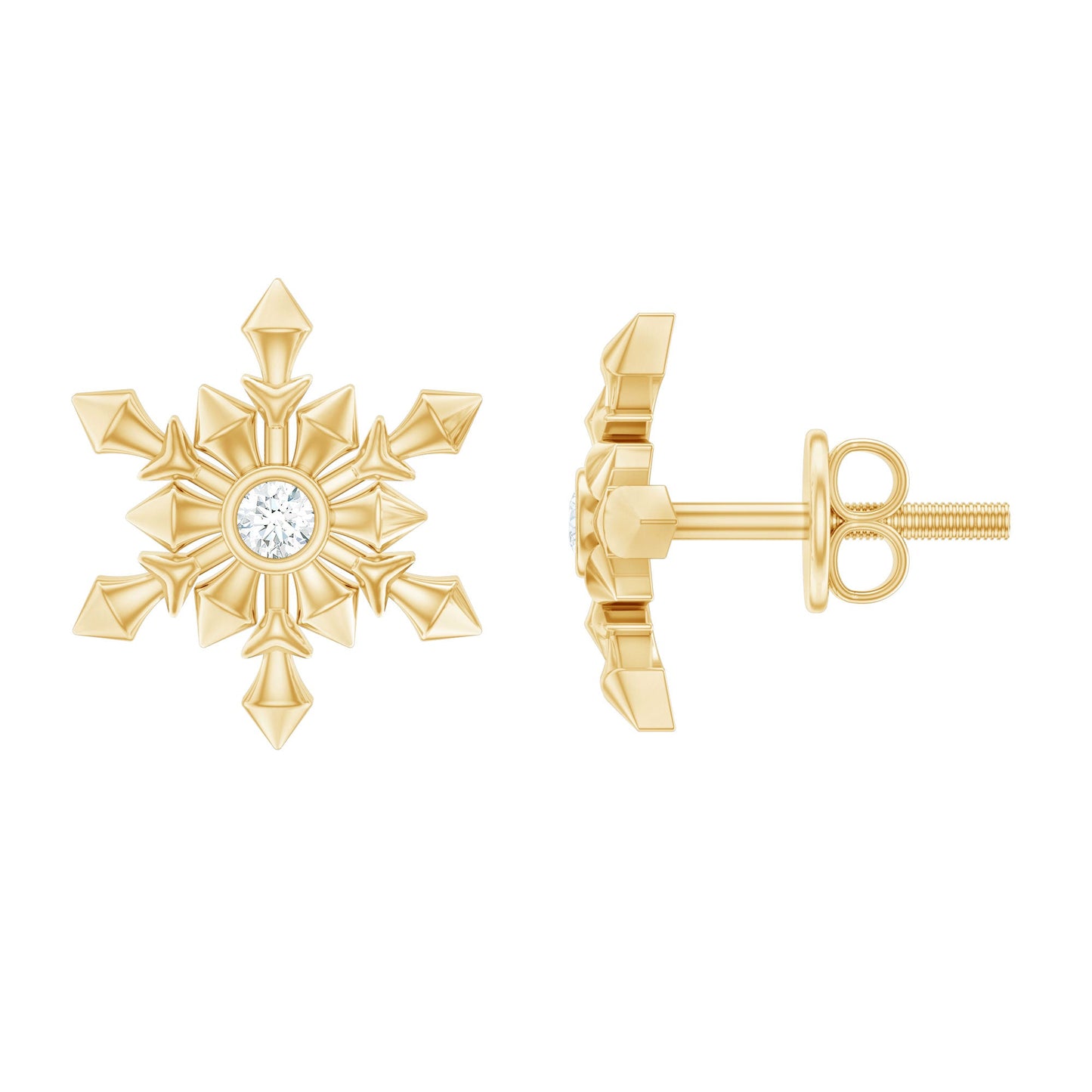 Bezel Set Diamond Snowflake Stud Earrings