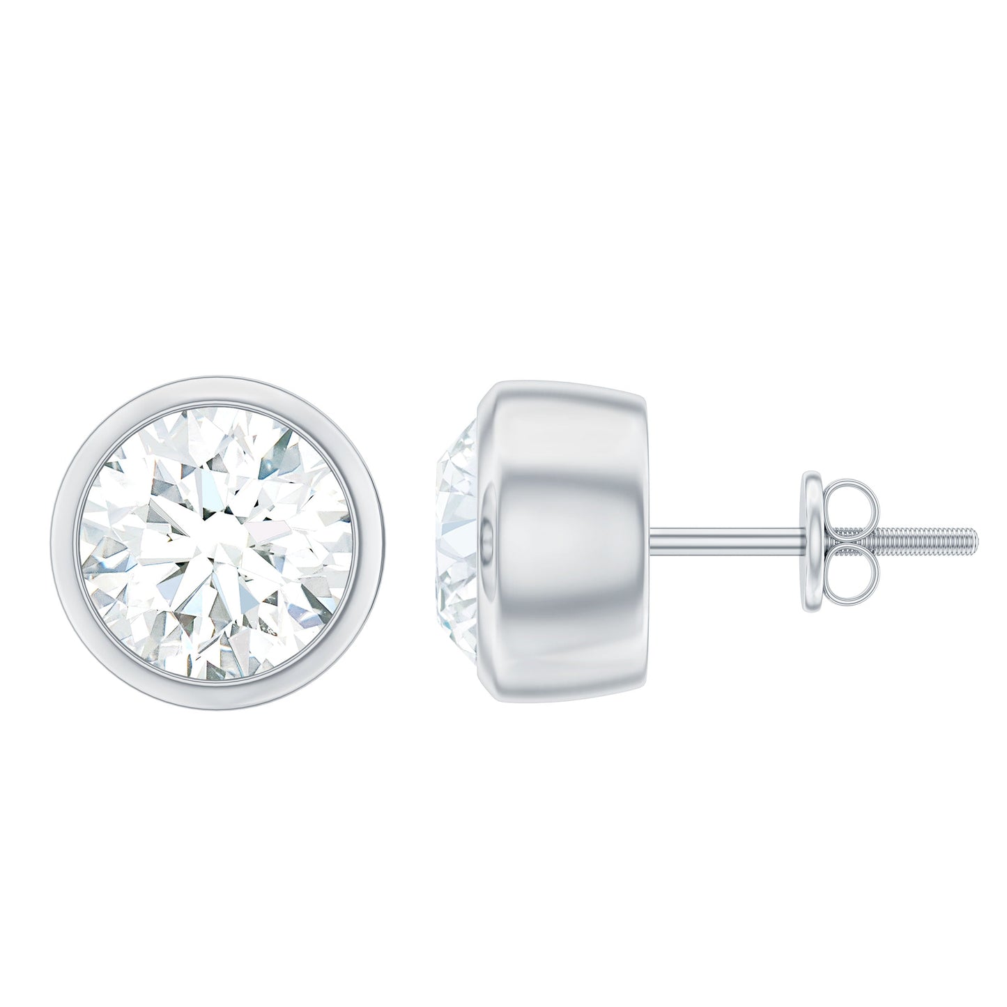 Minimalistic Bezel Set Diamond Stud Earrings