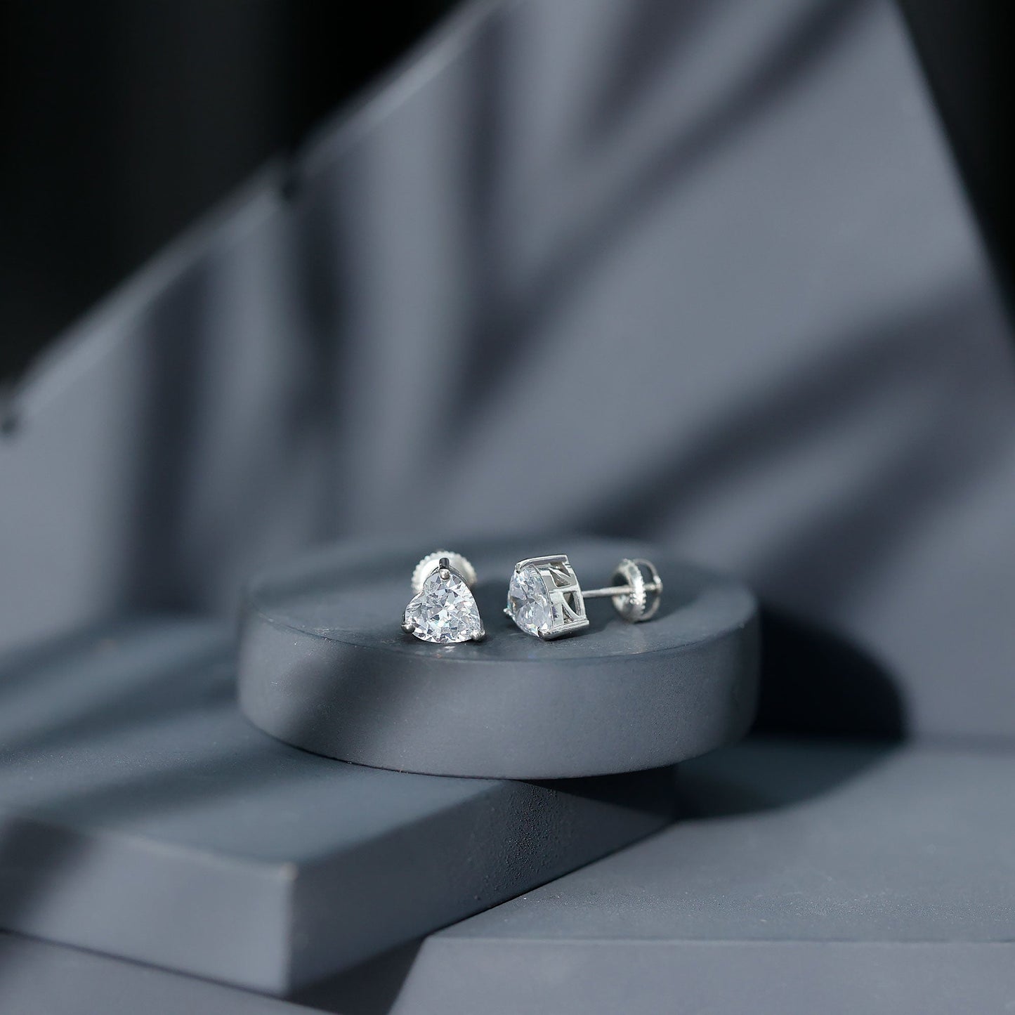 3 Carat Heart Shape Cubic Zirconia Solitaire Stud Earrings