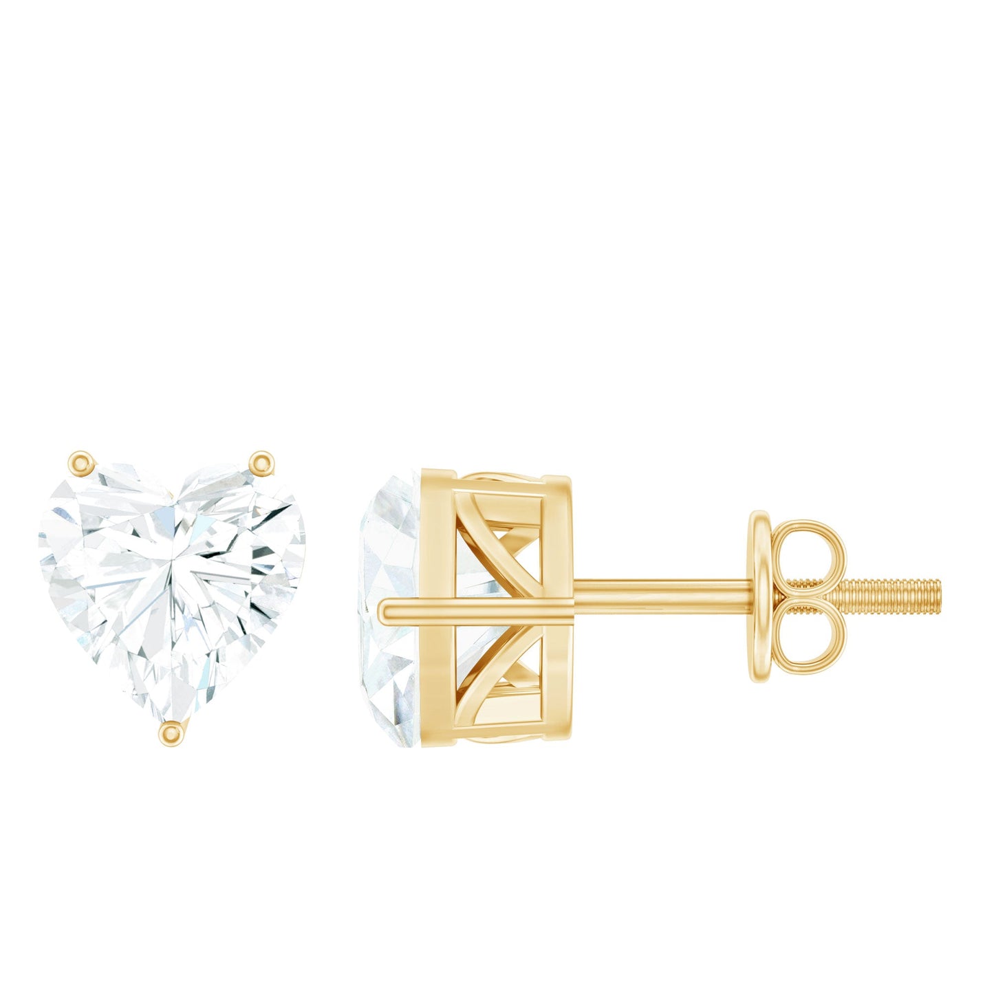 3 Carat Heart Shape Cubic Zirconia Solitaire Stud Earrings