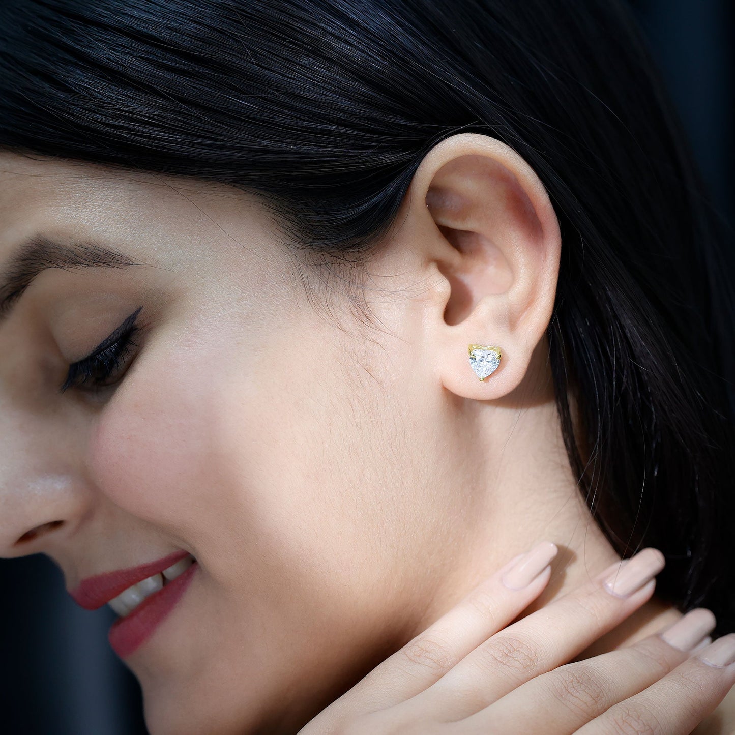 3 Carat Heart Shape Cubic Zirconia Solitaire Stud Earrings