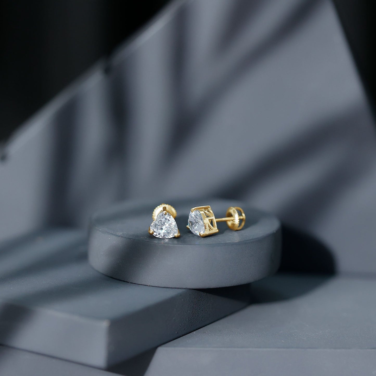 3 Carat Heart Shape Cubic Zirconia Solitaire Stud Earrings
