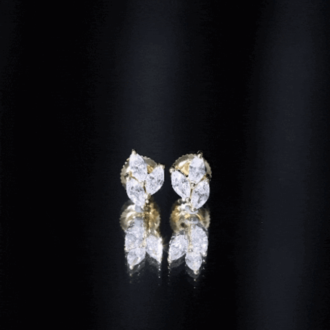 Nature Inspired 1 Carat Marquise Cut Zircon Leaf Stud Earrings