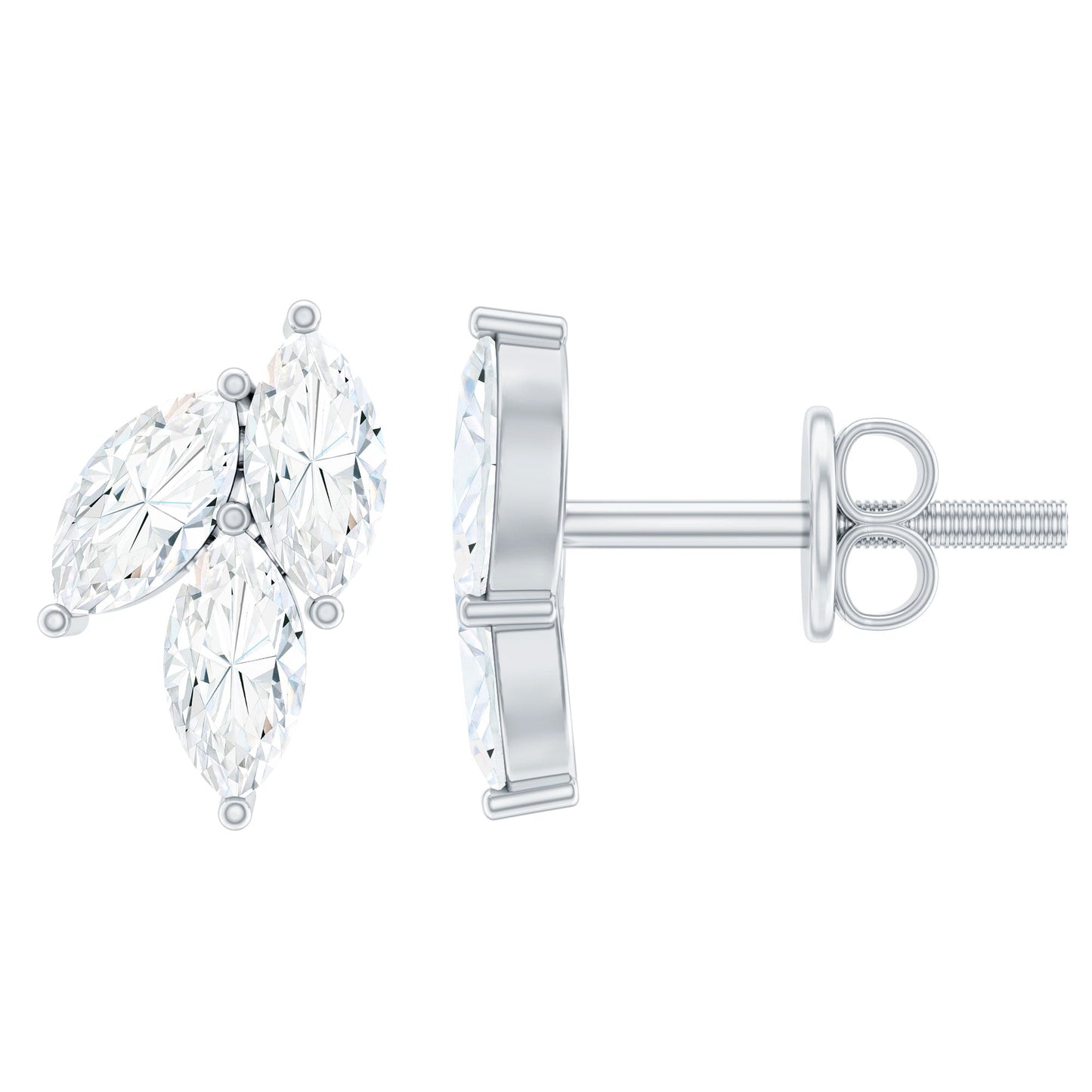 Nature Inspired 1 Carat Marquise Cut Zircon Leaf Stud Earrings