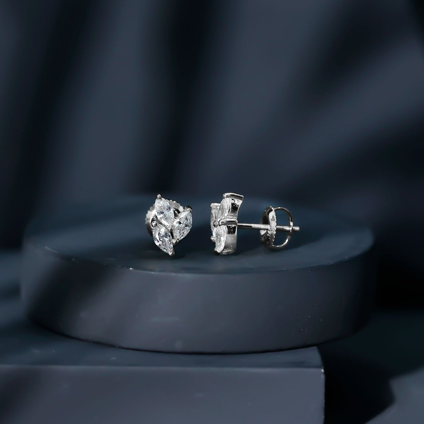 Nature Inspired 1 Carat Marquise Cut Zircon Leaf Stud Earrings