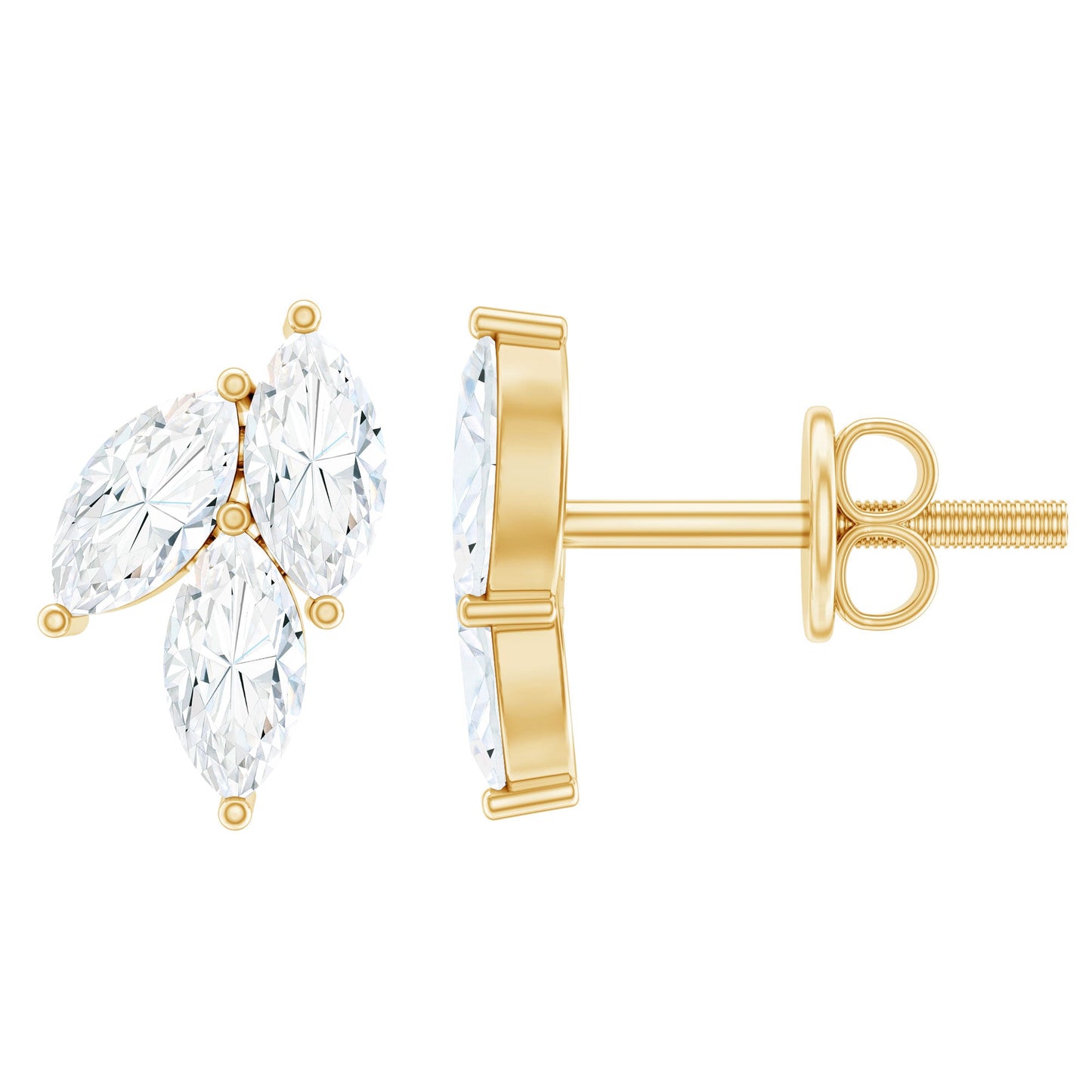 Nature Inspired 1 Carat Marquise Cut Zircon Leaf Stud Earrings