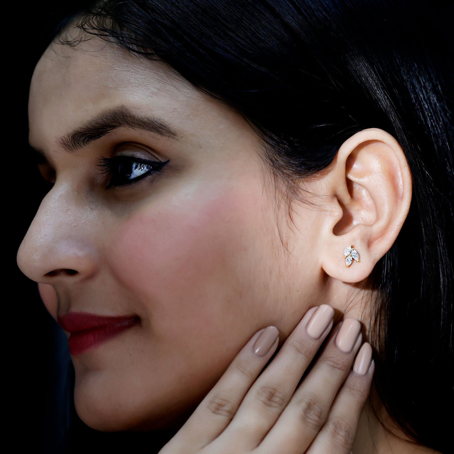 Nature Inspired 1 Carat Marquise Cut Zircon Leaf Stud Earrings
