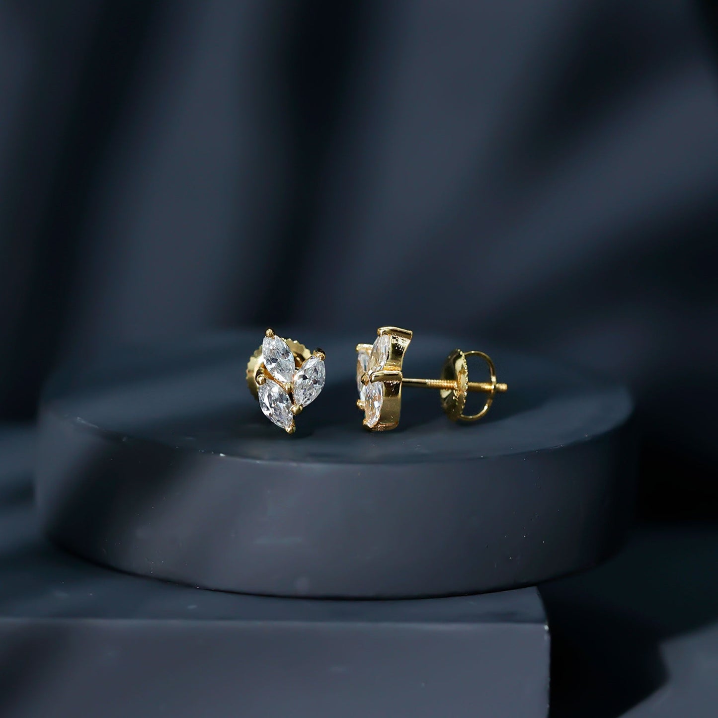 Nature Inspired 1 Carat Marquise Cut Zircon Leaf Stud Earrings
