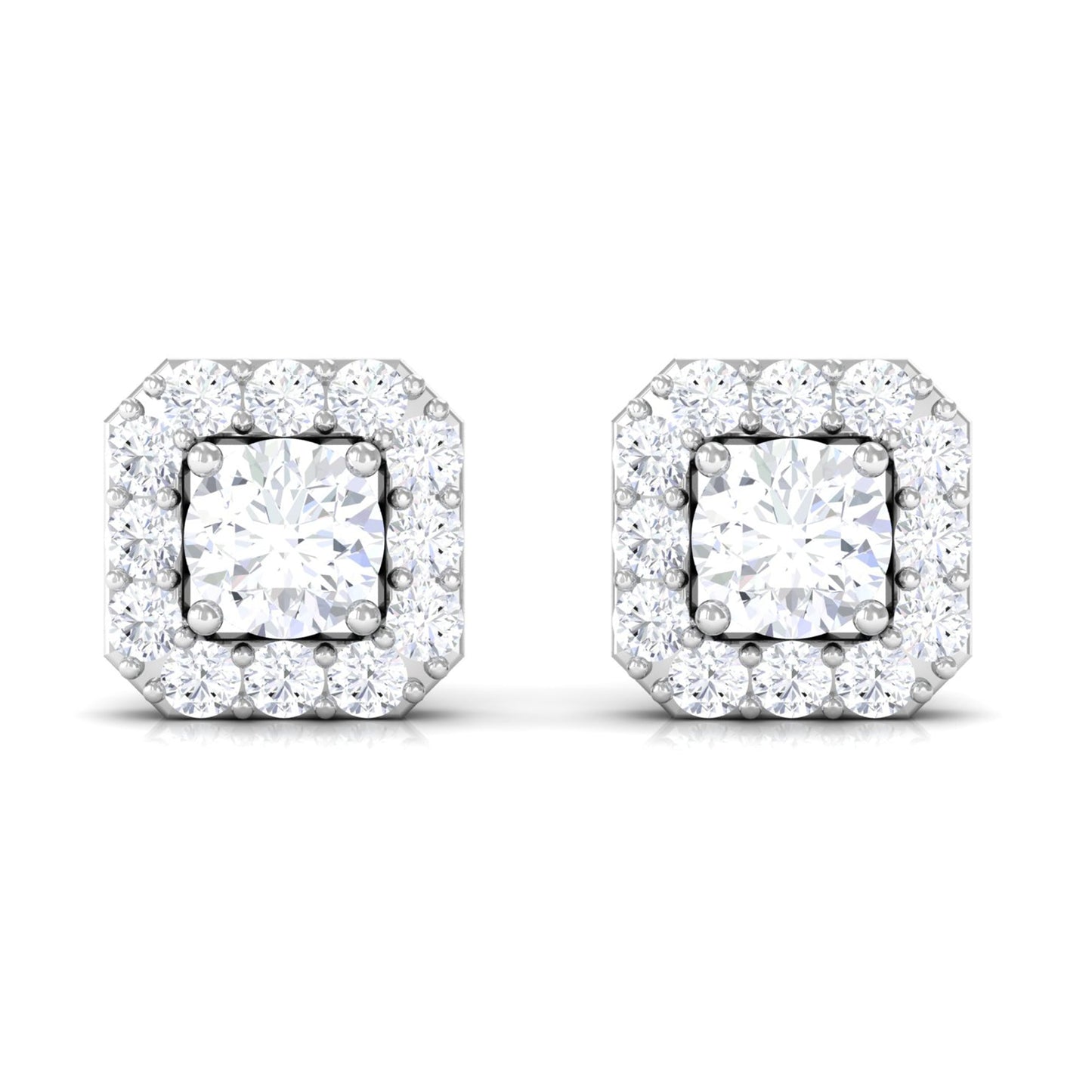 Cubic Zirconia Halo Stud Earrings