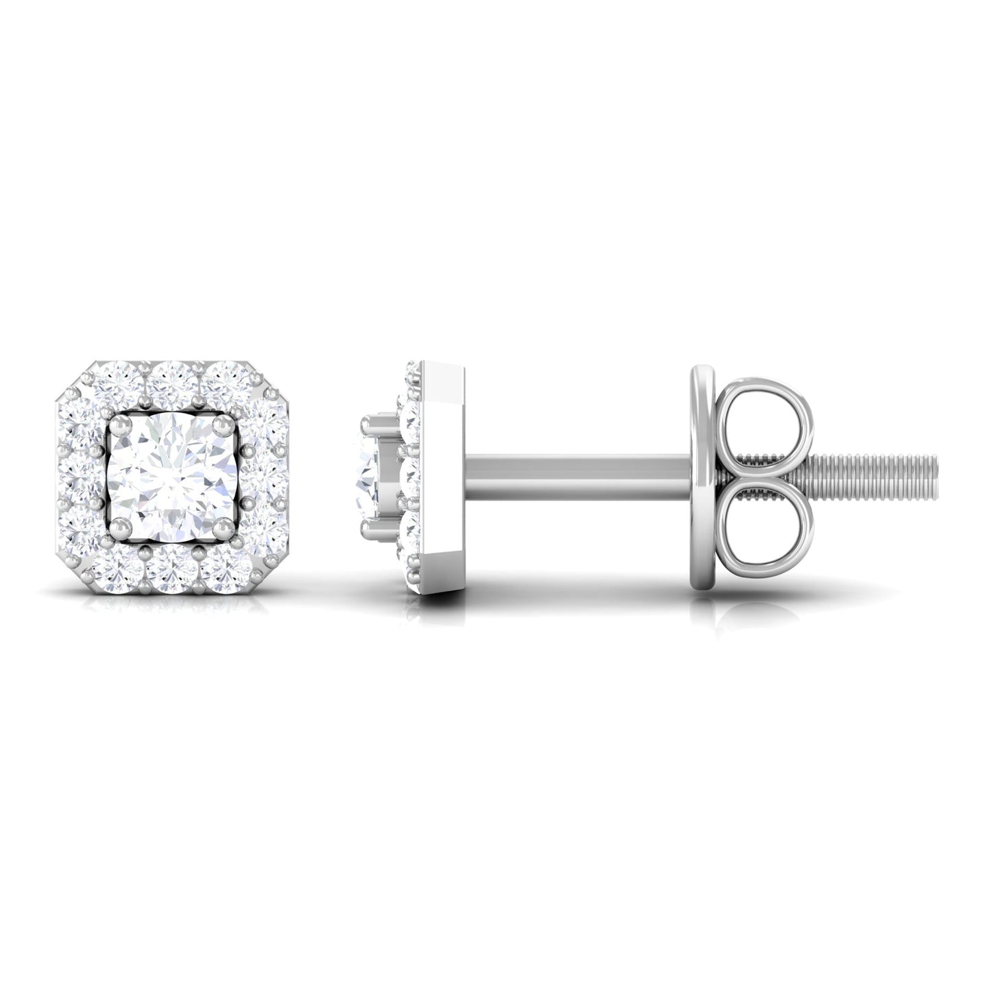 Cubic Zirconia Halo Stud Earrings