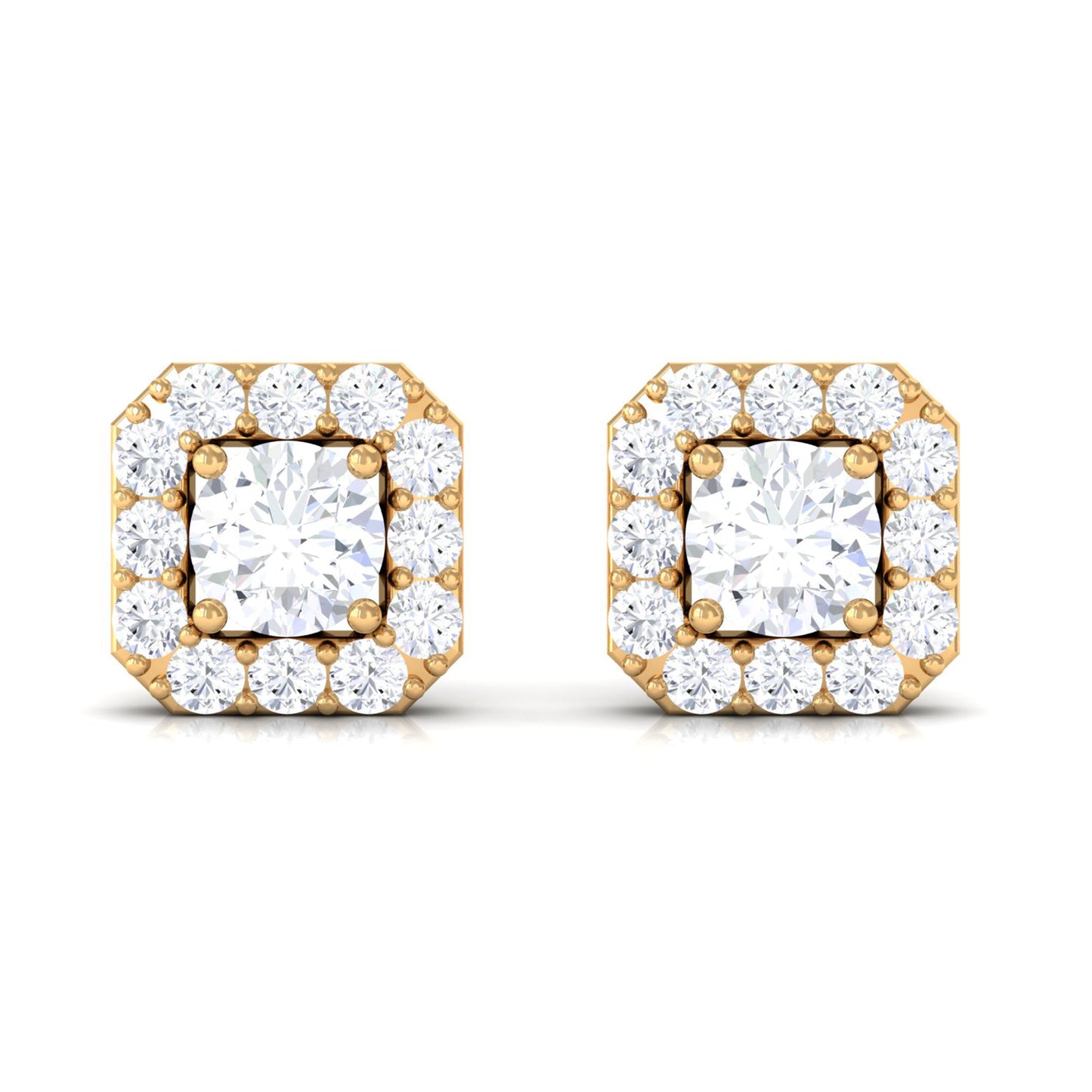 Cubic Zirconia Halo Stud Earrings