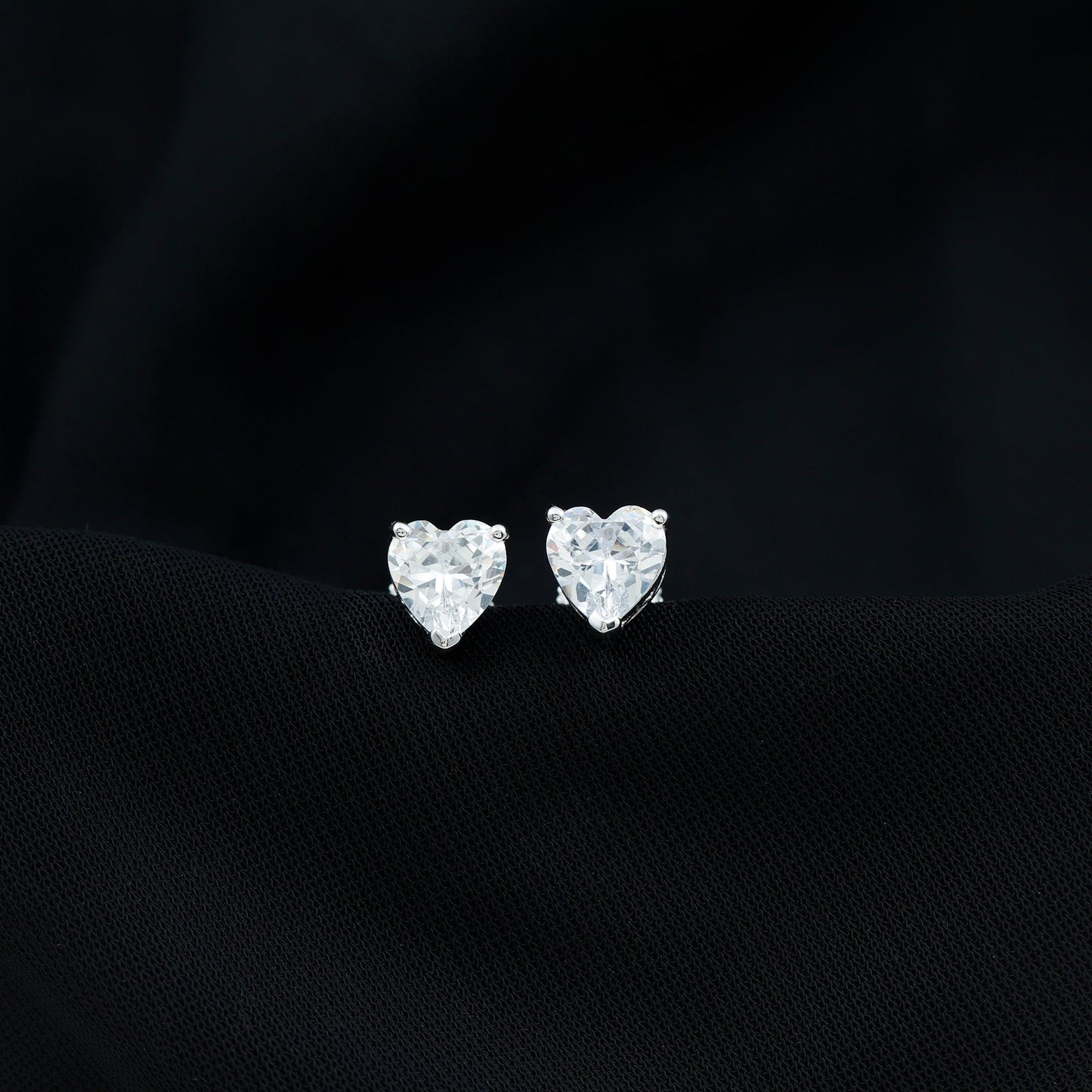 Heart Shape Cubic Zirconia Solitaire Stud Earrings