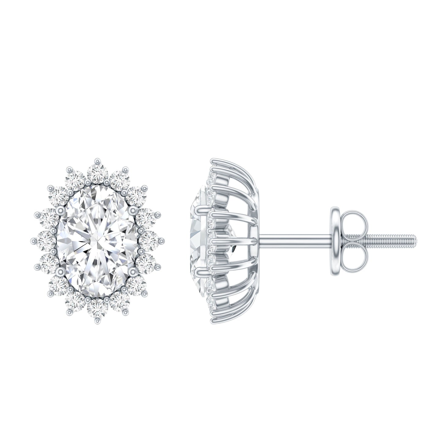 Certified 1.9 Carat Oval Cut Cubic Zirconia Studs