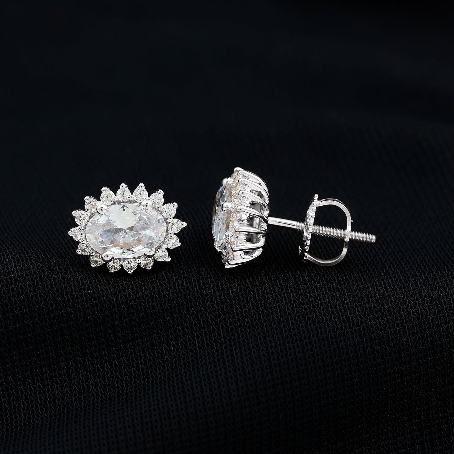 Certified 1.9 Carat Oval Cut Cubic Zirconia Studs
